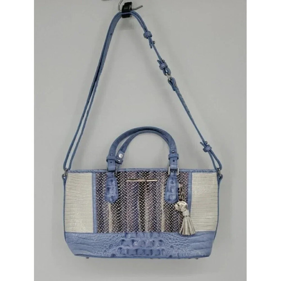 BRAHMIN Mini Asher Purse Periwinkle Monroe Leather Crossbody - Picture 2 of 16